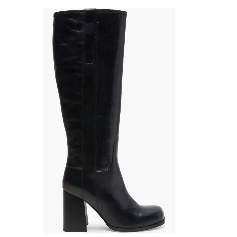 Free People Naomi Tall Leather Boots, Black, New, Size 6.5